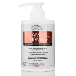 advanced clinicals ( vitamin c + tumeric brightening face & body cream ) 444ml