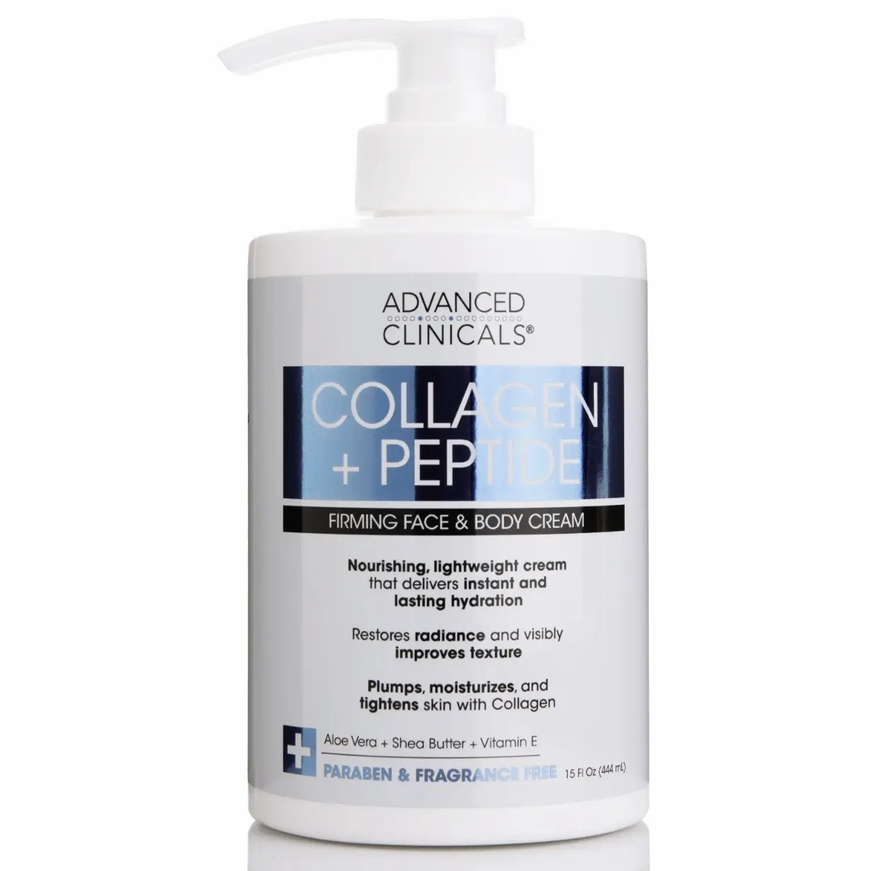 advanced clinicals collagen + peptide firming face & body cream 444ml