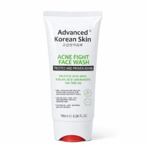 advanced korean skin acne fight face wash salicylic acid (bha) azelaic acid (micronized) tea tree oil 180ml 6.06fl.oz