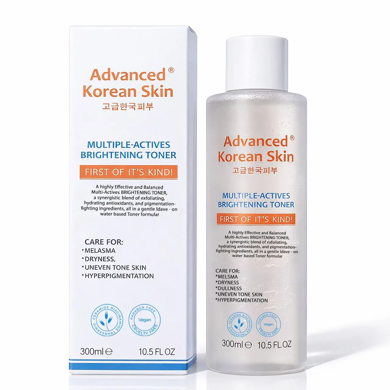 advanced korean skin multiple actives brightening toner 300ml (10.5 fl.oz) – first of its kind multi action glow toner