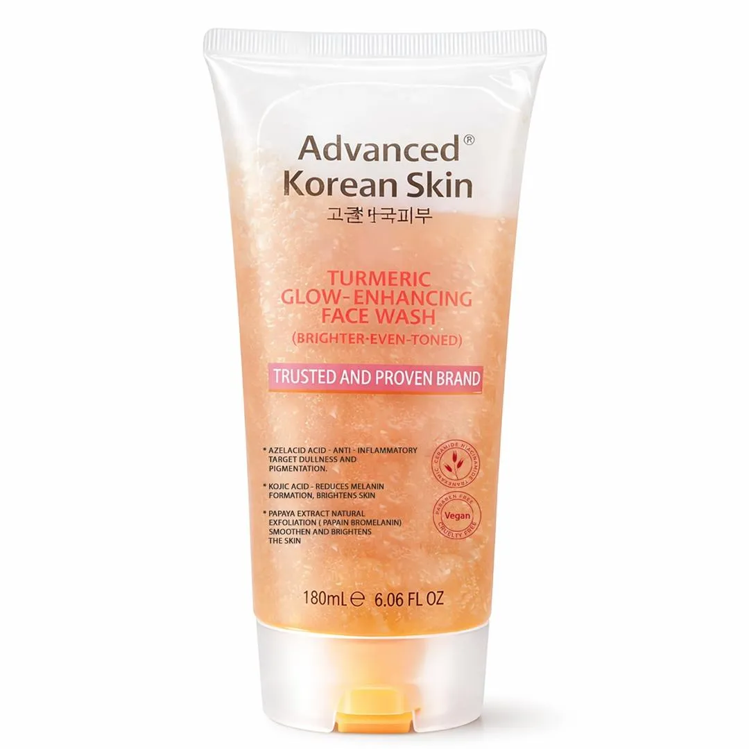 advanced korean skin turmeric glow enhancing face wash (brighter even toned) 180ml 6.06fl.oz