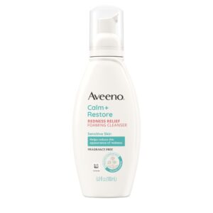 aveeno calm+restore redness relief foaming cleanser (fragrance free) 180ml