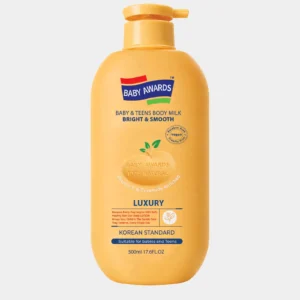 baby awards luxury bright & smooth baby and teens body milk enriched with vitamin c & ceramide 500ml 17.6fl.oz