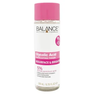 balance active formula glycolic acid 5% exfoliating toner resurface & brighten 200ml