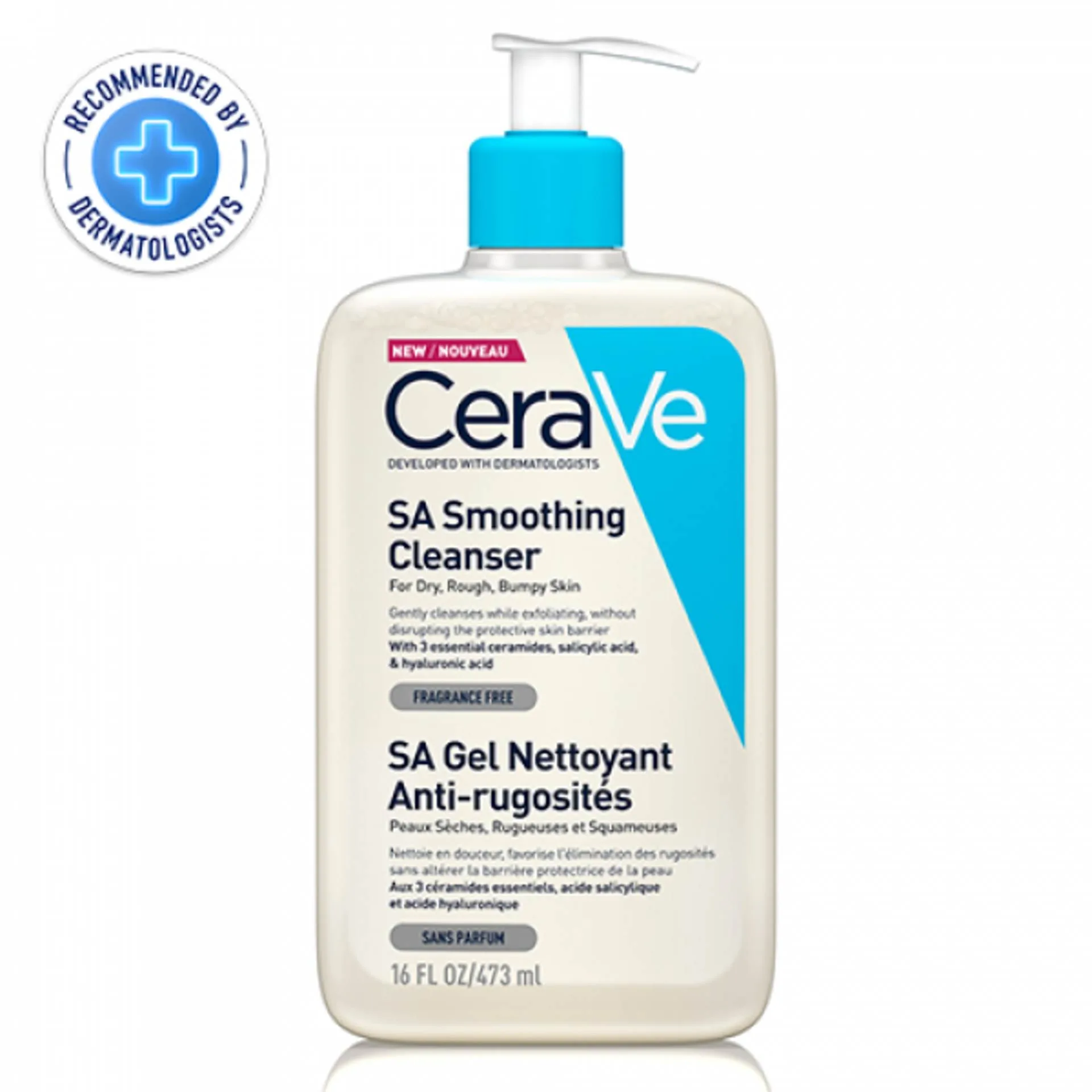 cerave [ sa smoothing cleanser ] sa gel nettoyant anti rugosites 16fl.oz ( 473ml )