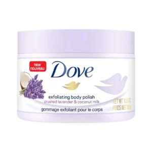 dove crushed lavender & coconut milk exfoliating body polish 298g