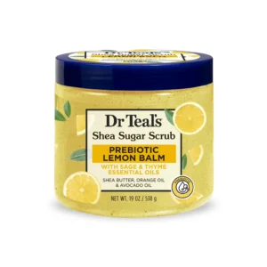 dr teal's prebiotic lemon balm shea sugar scrub 538ml