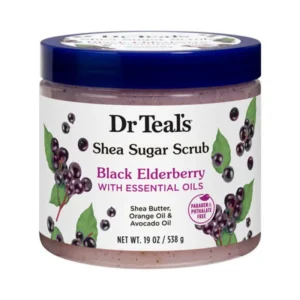 dr teal's shea sugar scrub black elderberry 538g