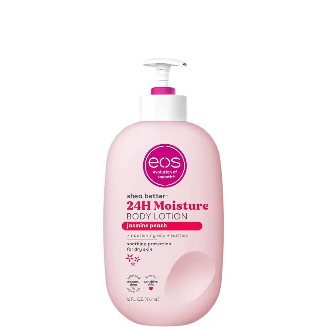 eos shea butter 24h moisture body lotion ( jasmine peach ) 473ml