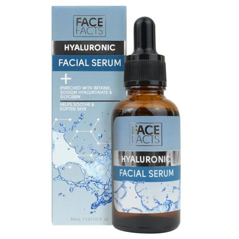 facefacts hyaluronic face serum+ sodium hyaluronate & glycerin 30ml