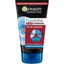 garnier pure active ( 3 in 1 charcoal anti blackhead ) wash scrub mask 150ml