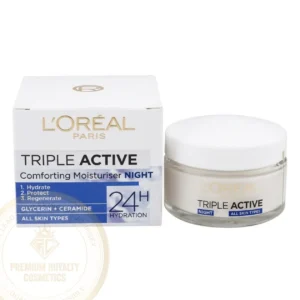 l'oreal paris triple active 24h ( comforting moisturiser night ) glycerin + ceramide ( all skin type ) 50ml