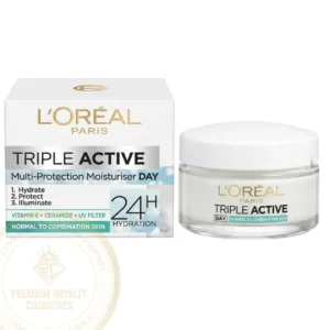 l'oreal paris triple active 24h ( multi protection moisturiser day ) vitamin e + ceramide + uv filter ( normal to combination skin ) 50ml
