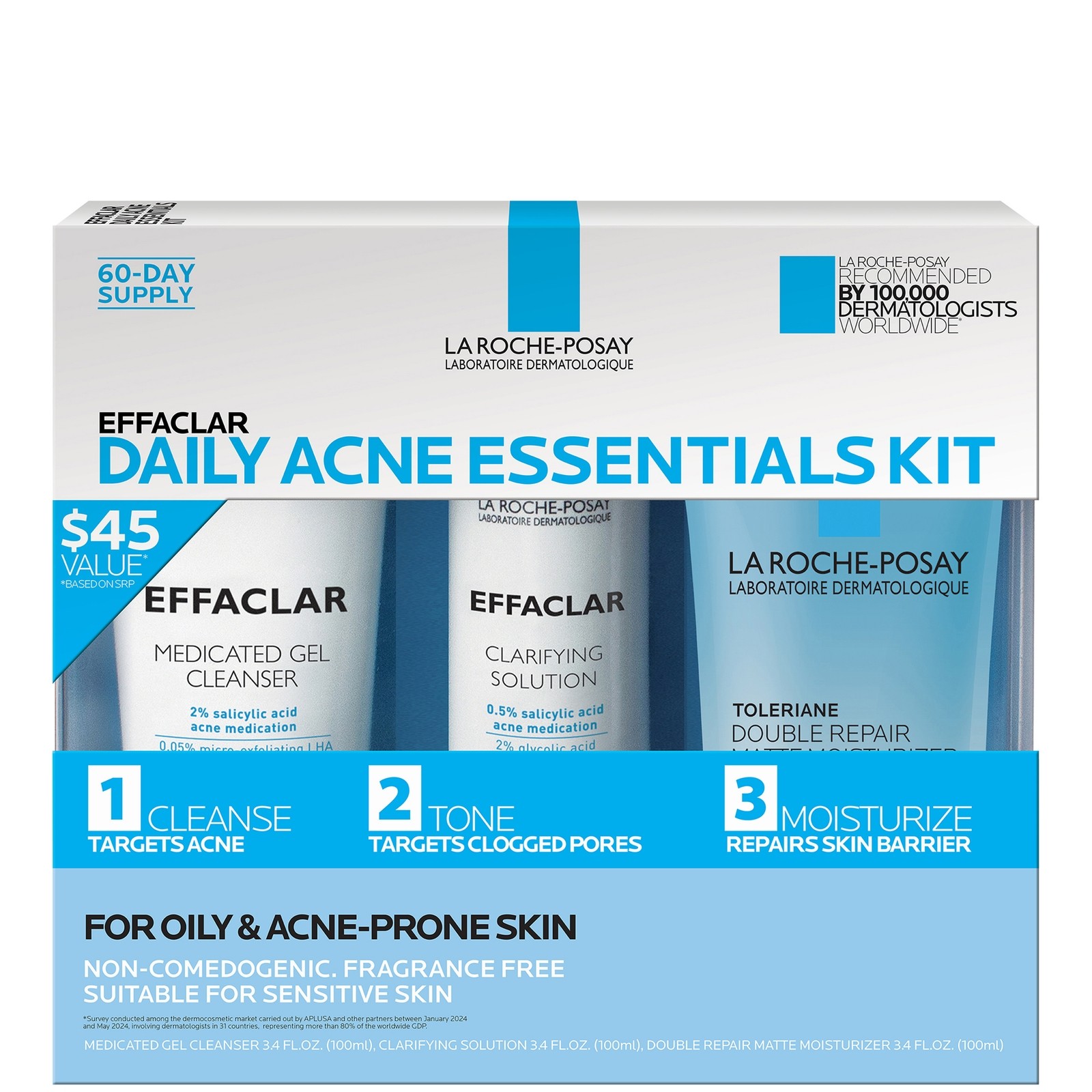 la roche posay effaclar daily acne essentials kit for oily & ance prone skin 300ml