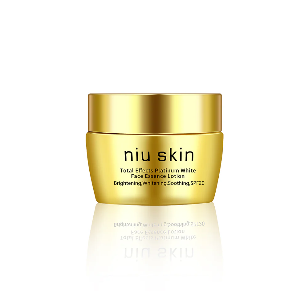 niu skin total effects platinum white face essence cream 50ml ( gold )