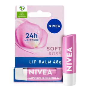 nivea soft rose 24h moistur lip balm 4.8g