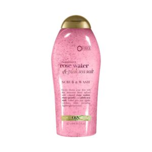 ogx sulfate free sensitive+rosewater & pink sea salt scrub & wash 19.5fl.oz 577ml