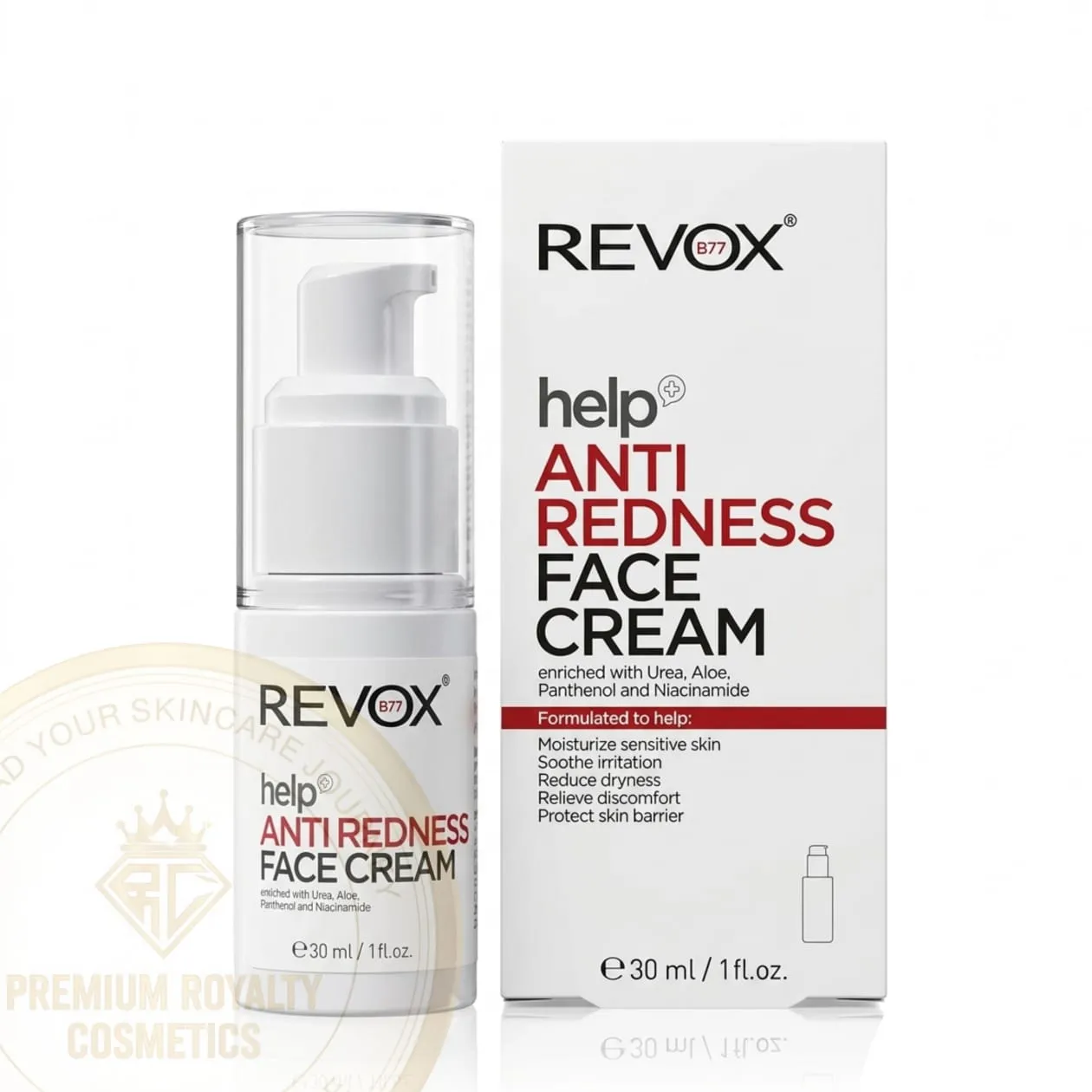revox b77 [ help anti redness ] face cream | enriched with urea, aloe, panthenol and niacinamide 30ml