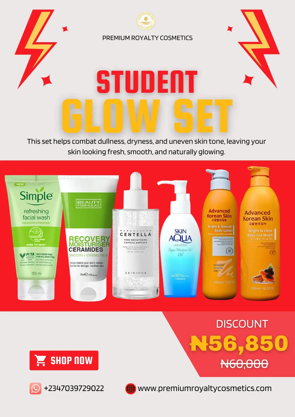 student glow set – affordable skincare bundle for clear, glowing skin