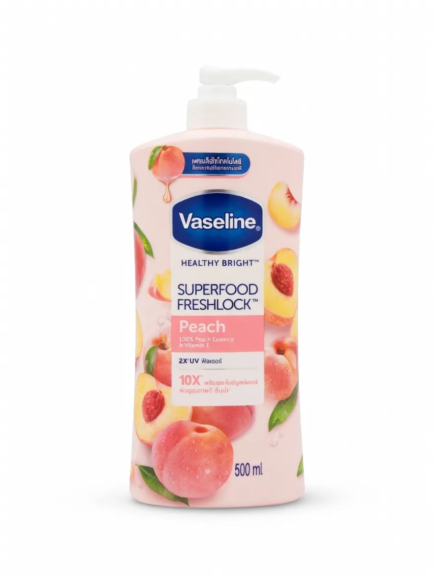 vaseline healthy bright superfood freshlock peach 500ml