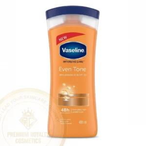 vaseline intensive care even tone + vitamin b3 & spf10 400ml brightening & daily uv protection body moisturizer