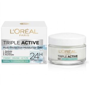 L'OREAL PARIS TRIPLE ACTIVE 24H ( MULTI-PROTECTION MOISTURISER DAY ) VITAMIN E + CERAMIDE + UV FILTER ( NORMAL TO COMBINATION SKIN ) 50mL